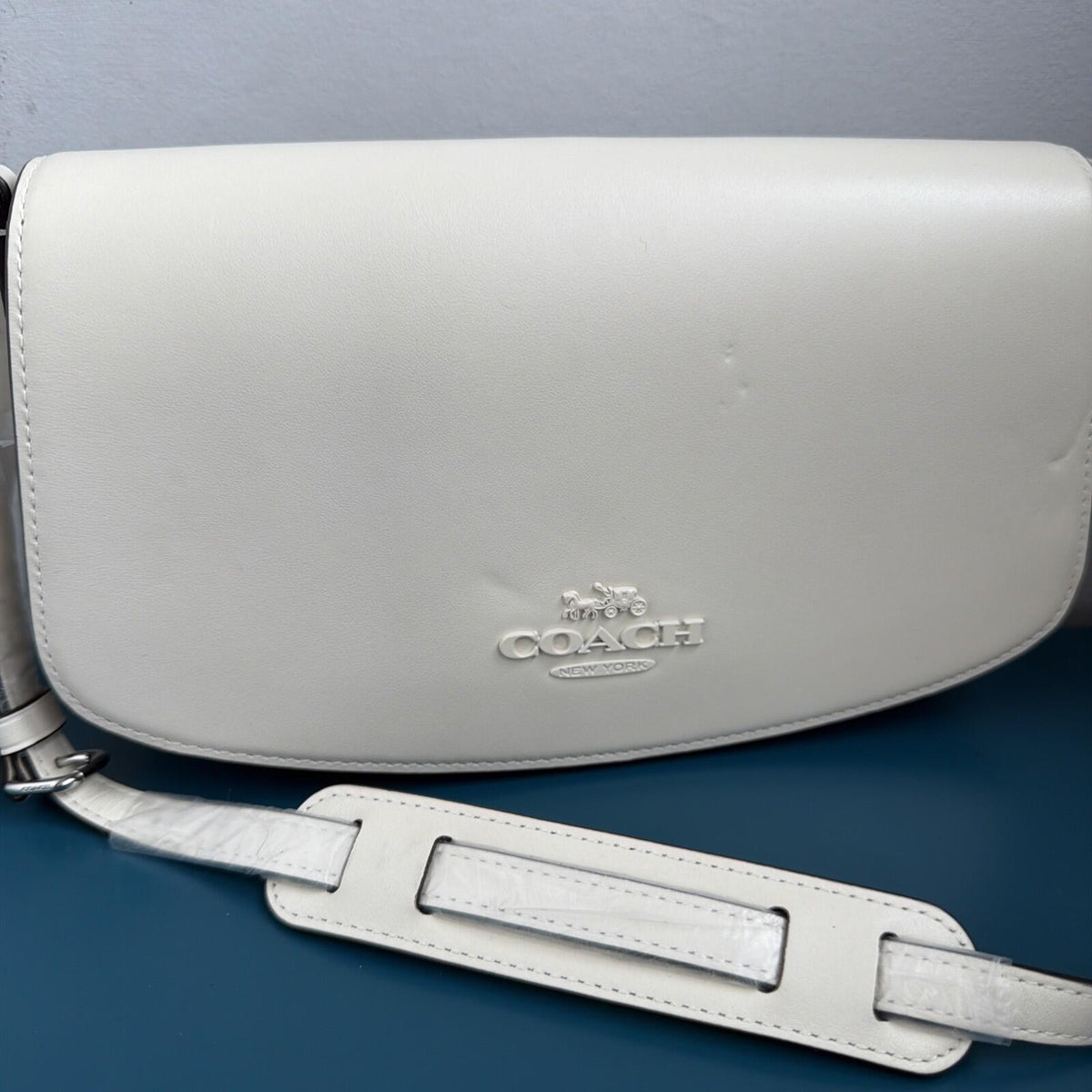 339 Coach Andrea shoulder Clutch bag Chalk Silver BNWT - Some Damage