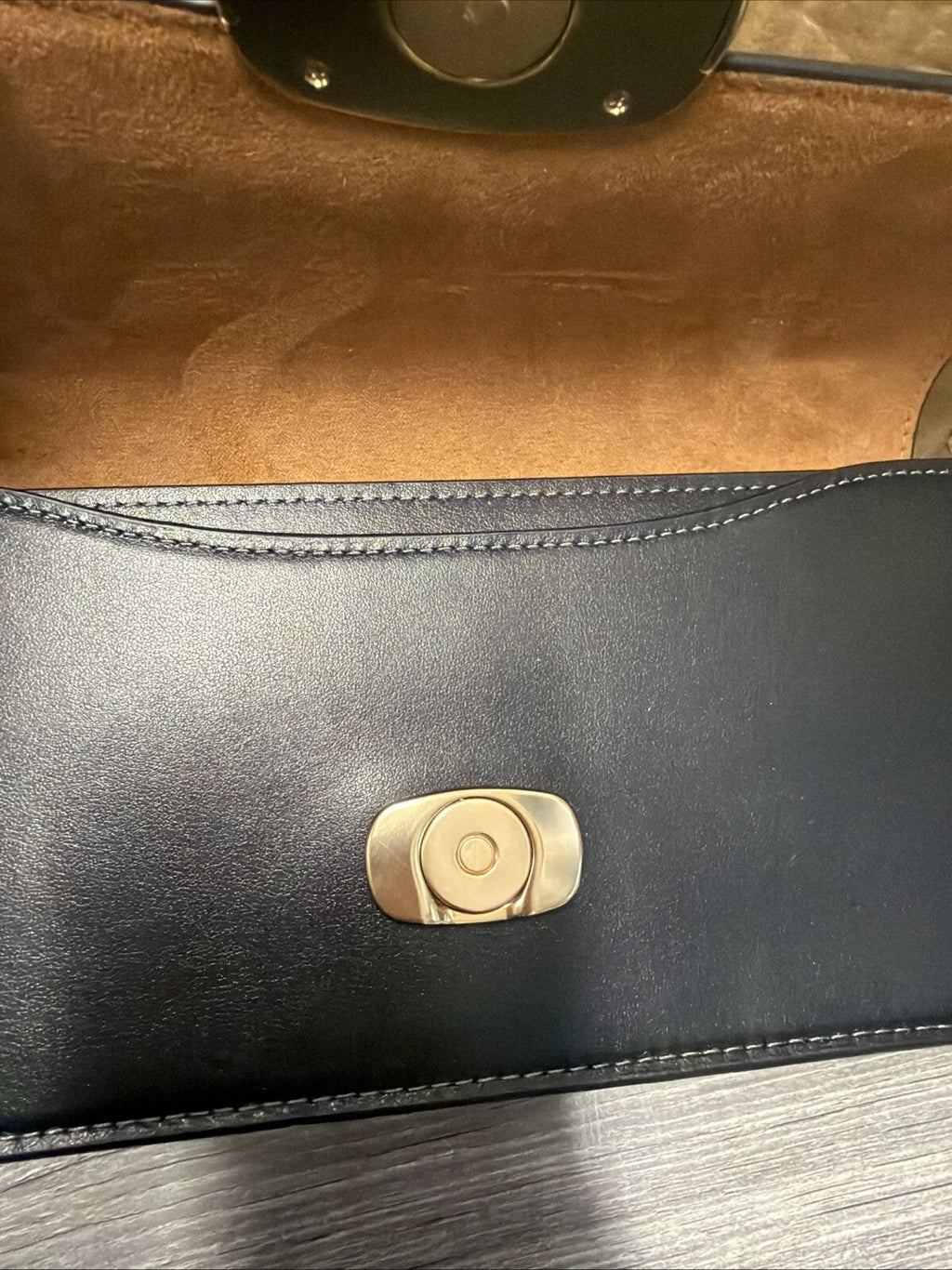 Coach Eliza Flap Crossbody Bag Black Gold New