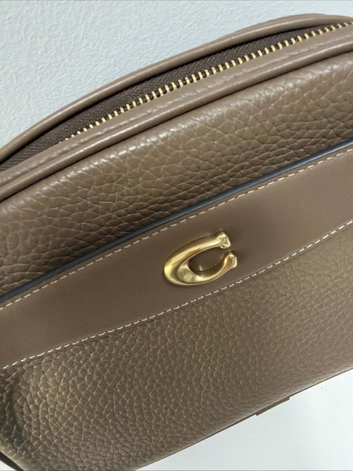 COACH Leather Camera Bag Shoulder Bag CC386 Dark Stone BNWT