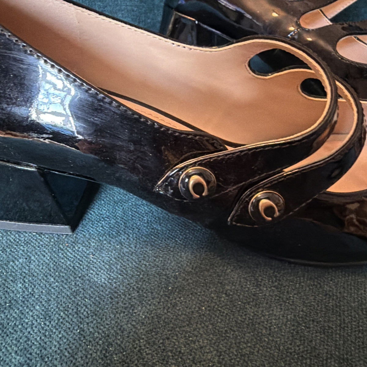 Coach Angelina Patent Leather Mary Jane Shoes UK 3.5 Black  BN