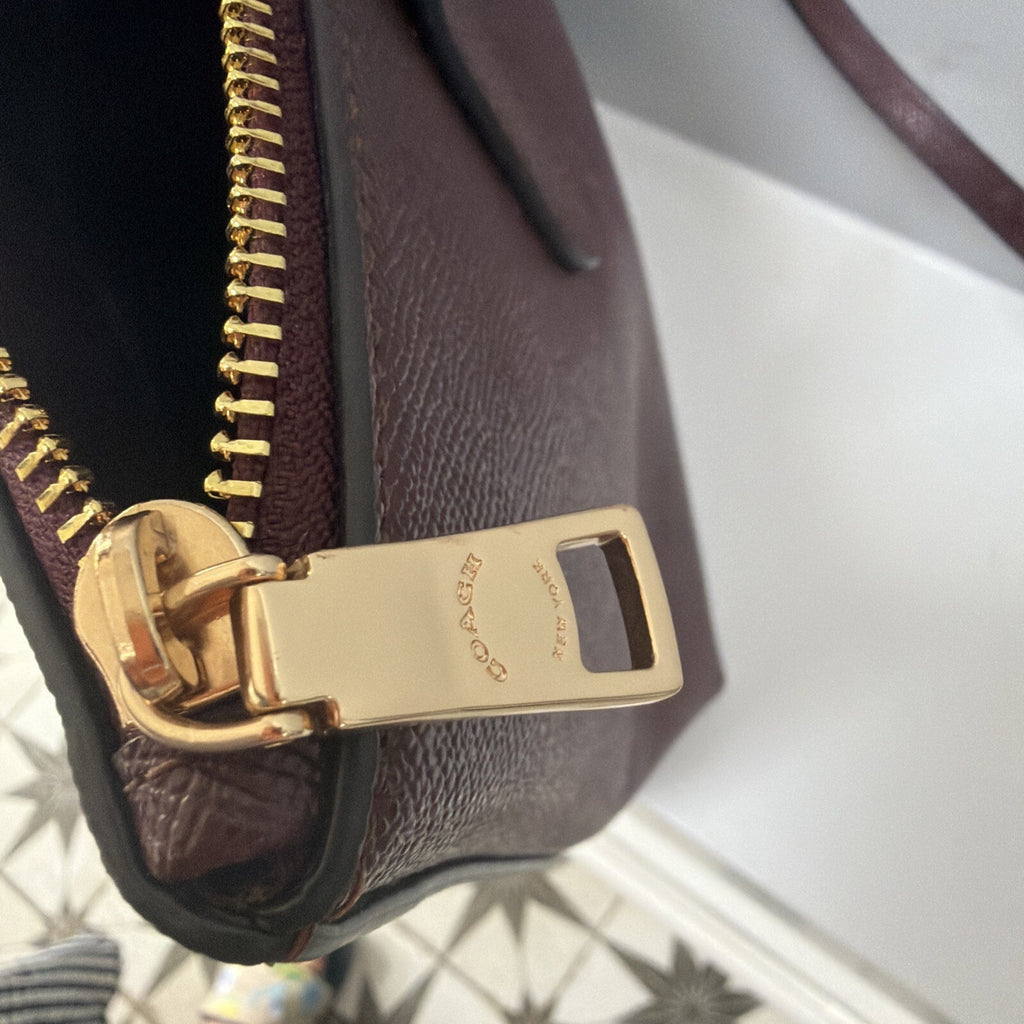 Coach FIONA Merlot Leather Tote Bag Zip Top Gold Logo Hardware BNWT £350
