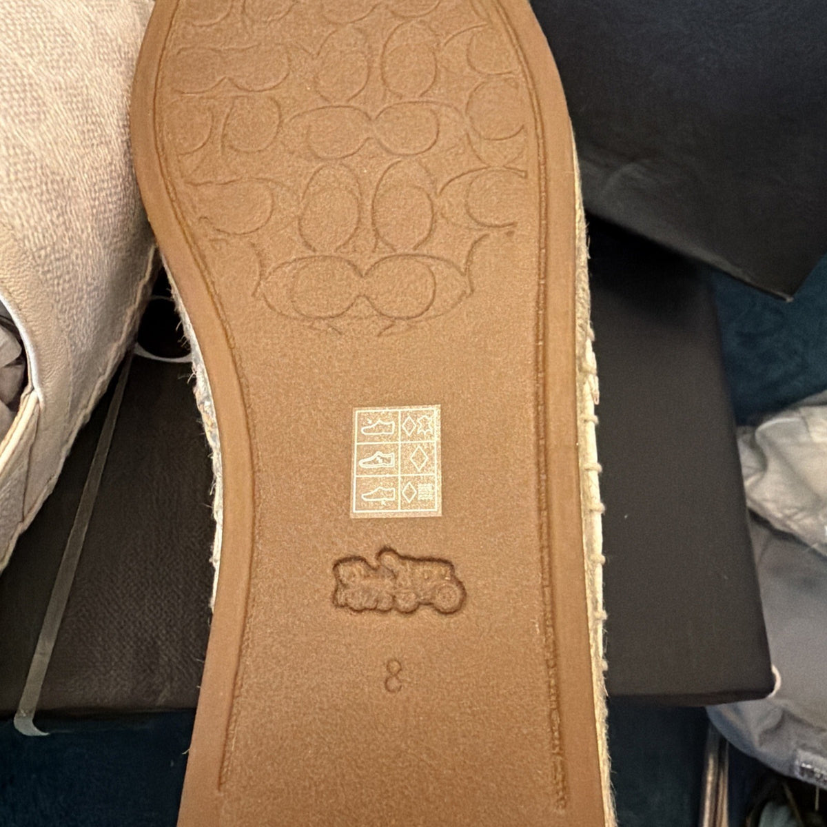 Coach Chalk Collins Coated Canvas Espadrille Flats Uk 6 BNIB White Beige