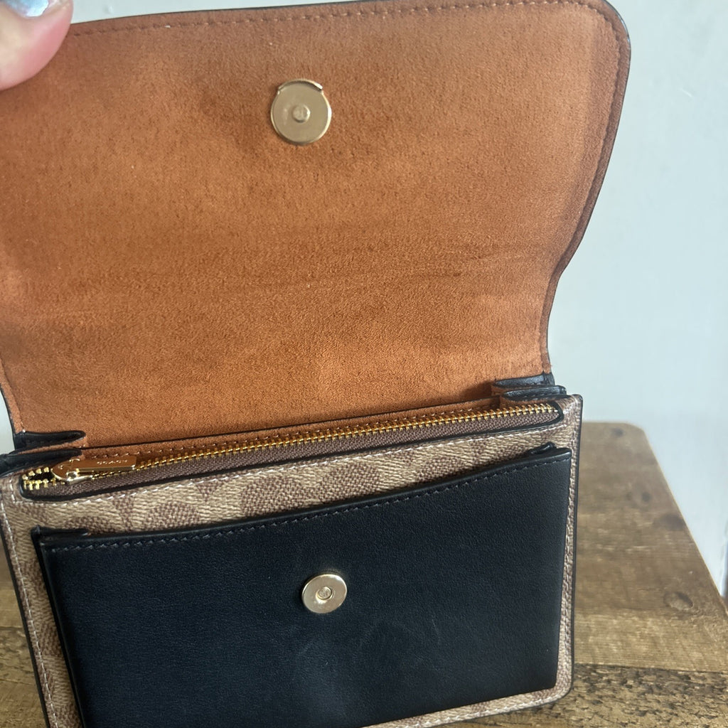 415 Coach Mini Klare Crossbody Bag In Signature Canvas Tan/ Black BNWT