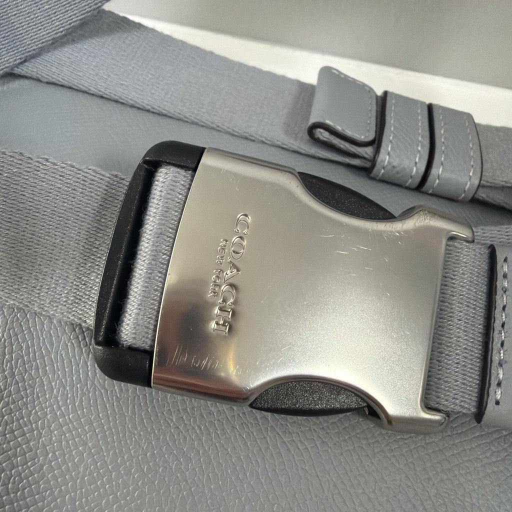 Coach Unisex Blue Grey Crossgrain Leather Belt Bag  BNWT