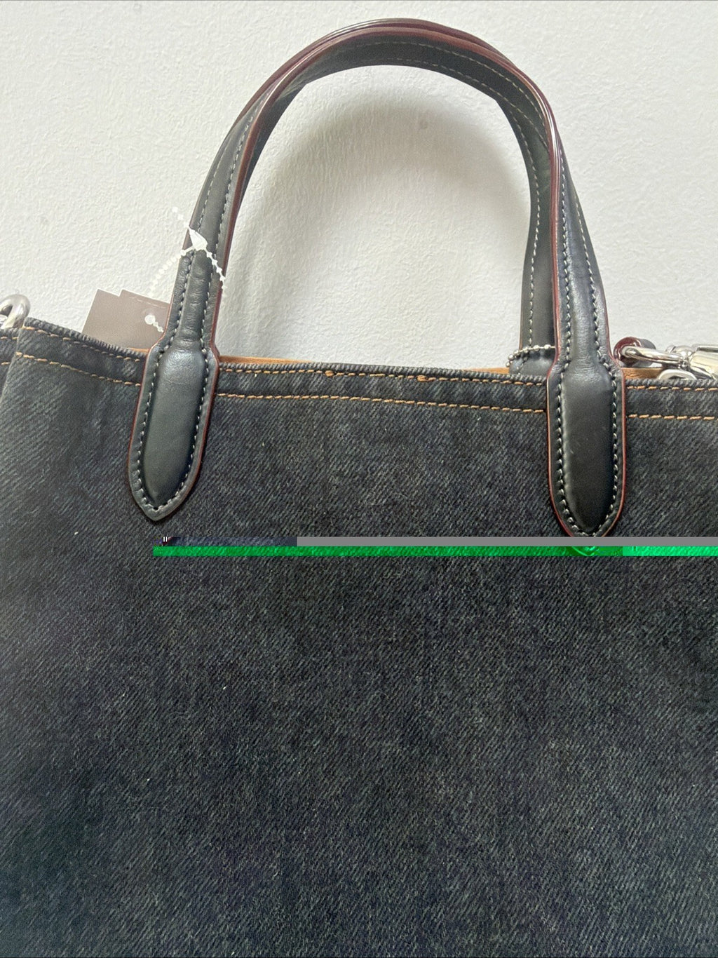 Coach Willow Tote 24 In Black Denim Leather Handles Bucket BNWT Rare!