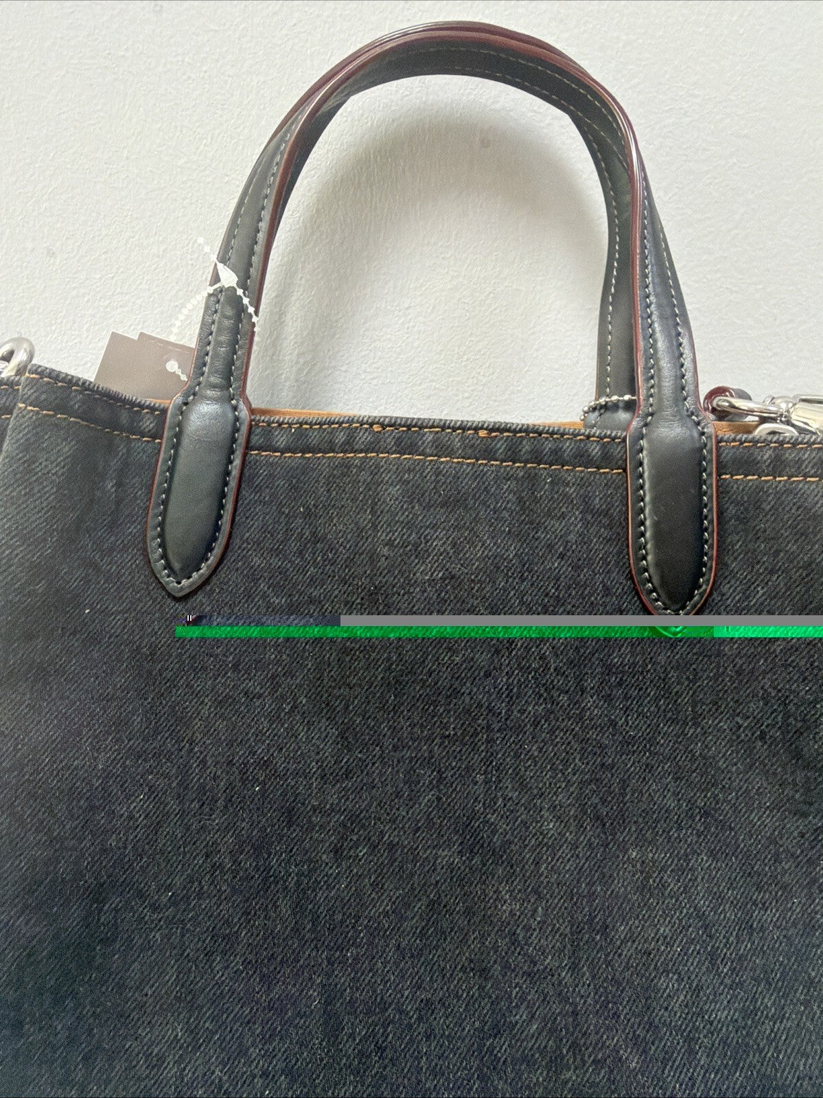 Coach Willow Tote 24 In Black Denim Leather Handles Bucket BNWT Rare!