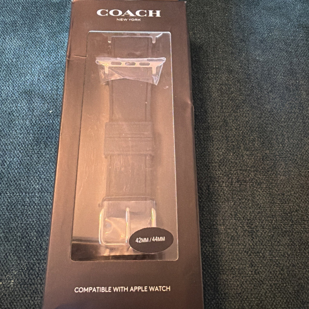 Coach Black Rubber Apple Watch Strap Band 42mm/44mm BNIB