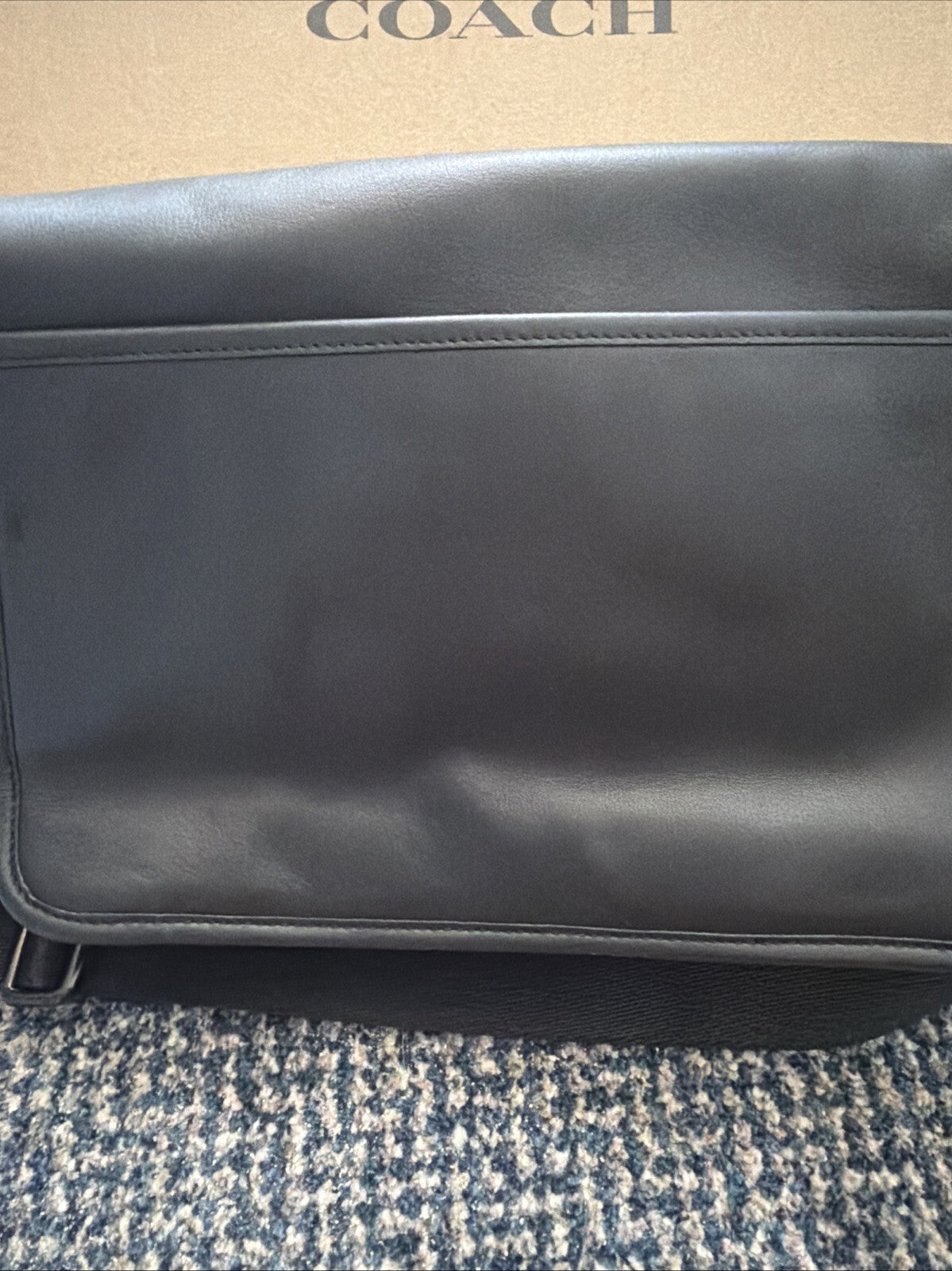 Coach Men's League Smooth Leather Messenger Bag - Black BNWT New