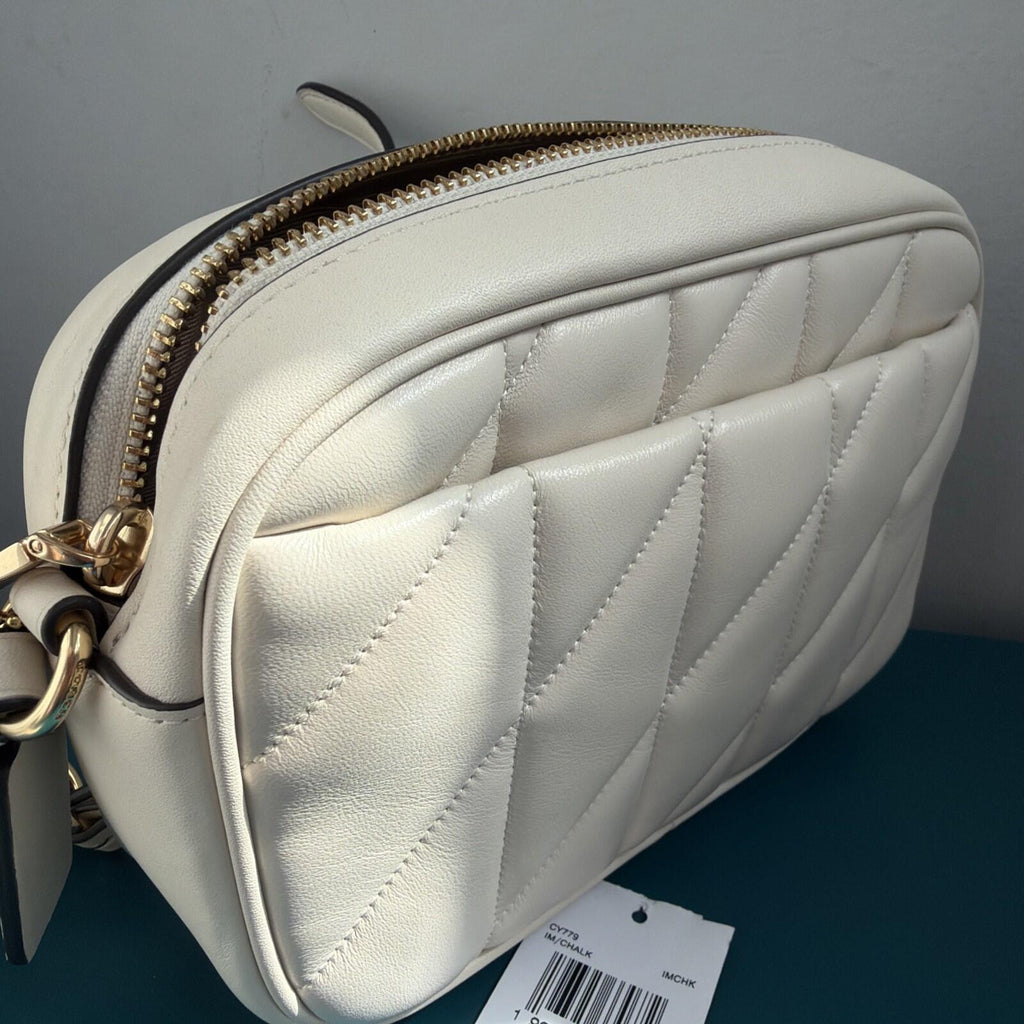 350 Coach Mini Jamie Chalk Quilted Leather Camera Shoulder Crossbody Bag BN £375