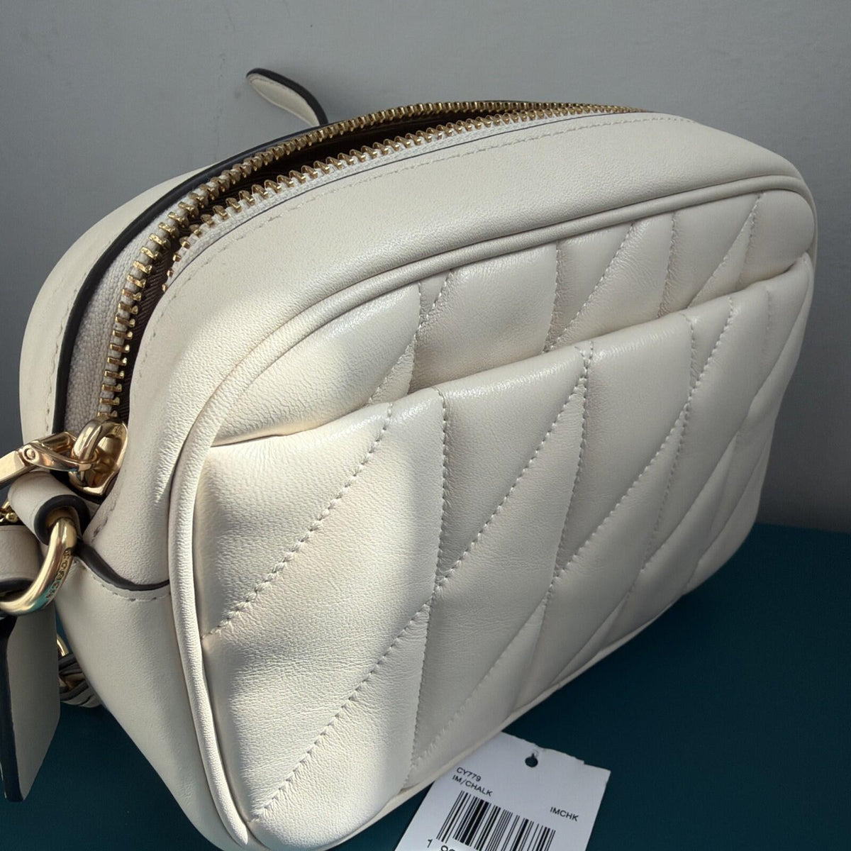 350 Coach Mini Jamie Chalk Quilted Leather Camera Shoulder Crossbody Bag BN £375