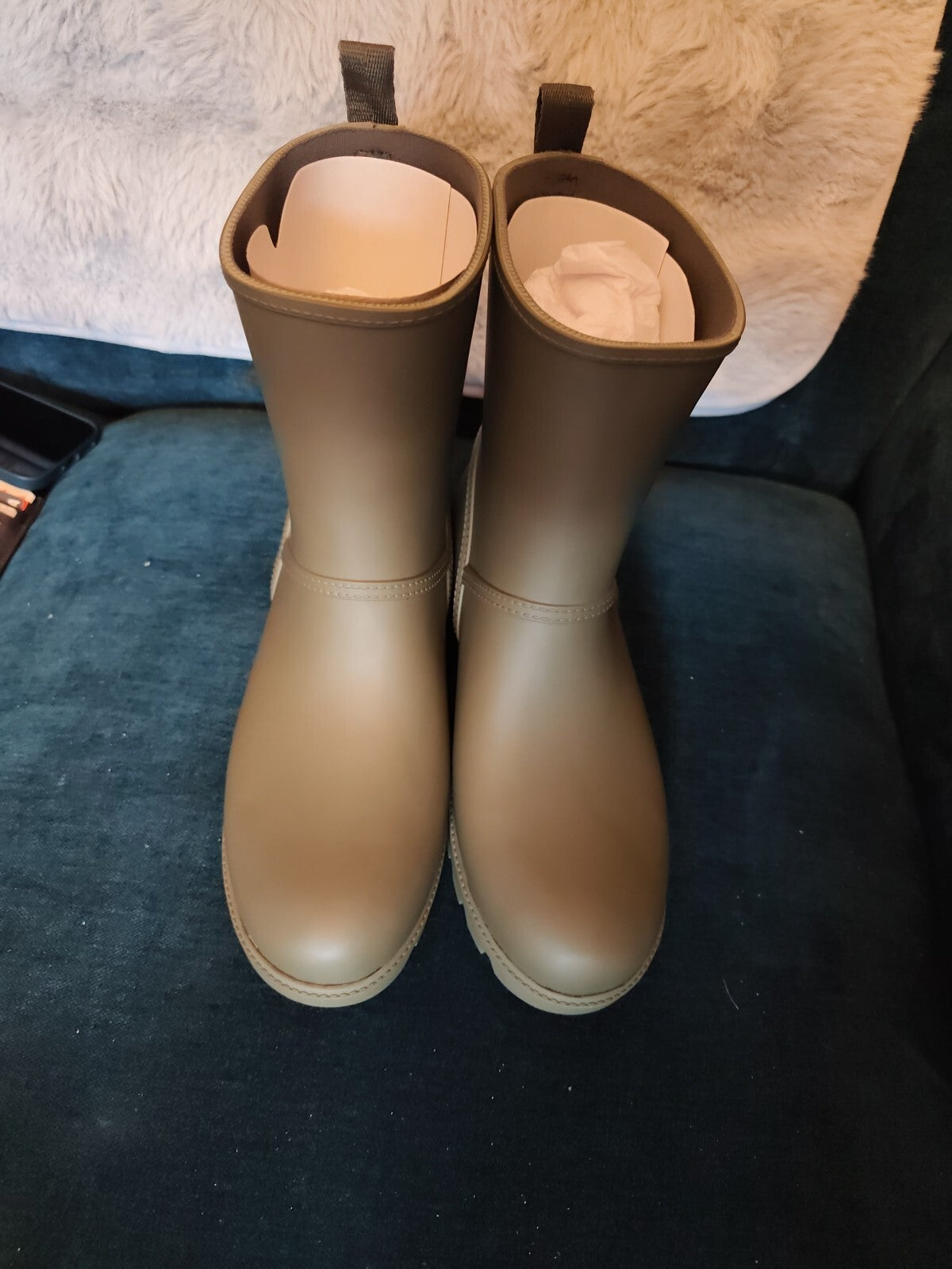 Coach Ryder Rubber Army Green  Short Wellies Boots UK 5 BNIB Rrp £150