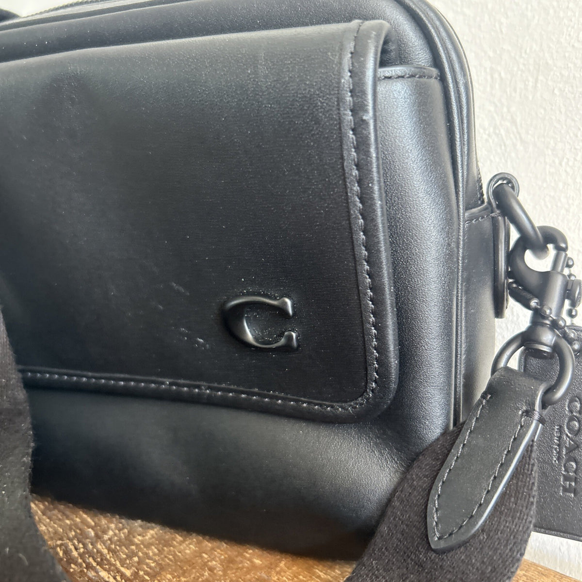 Coach Charter Flap Crossbody 24 In Black Leather BNWT 2 Straps