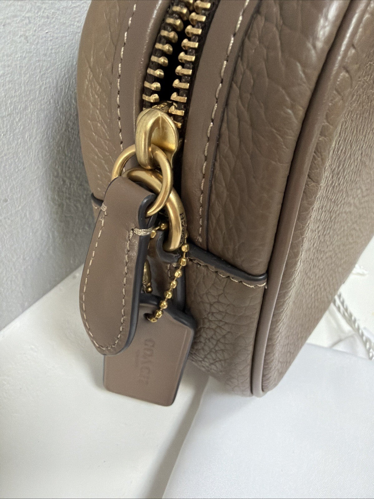 COACH Leather Camera Bag Shoulder Bag CC386 Dark Stone BNWT