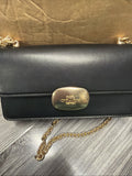 Coach Eliza Flap Crossbody Bag Black Gold New