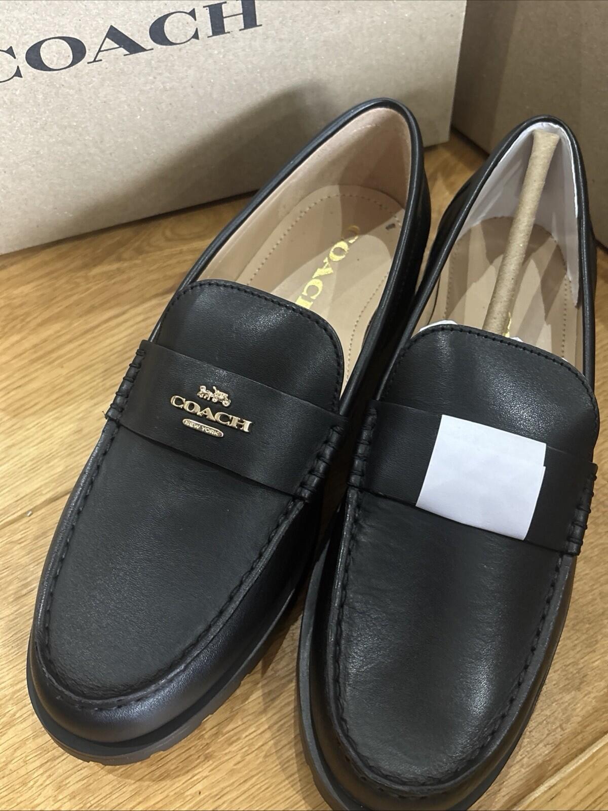 Coach Janie Leather Loafers - Black Size 5 EU 37.5 BNIB