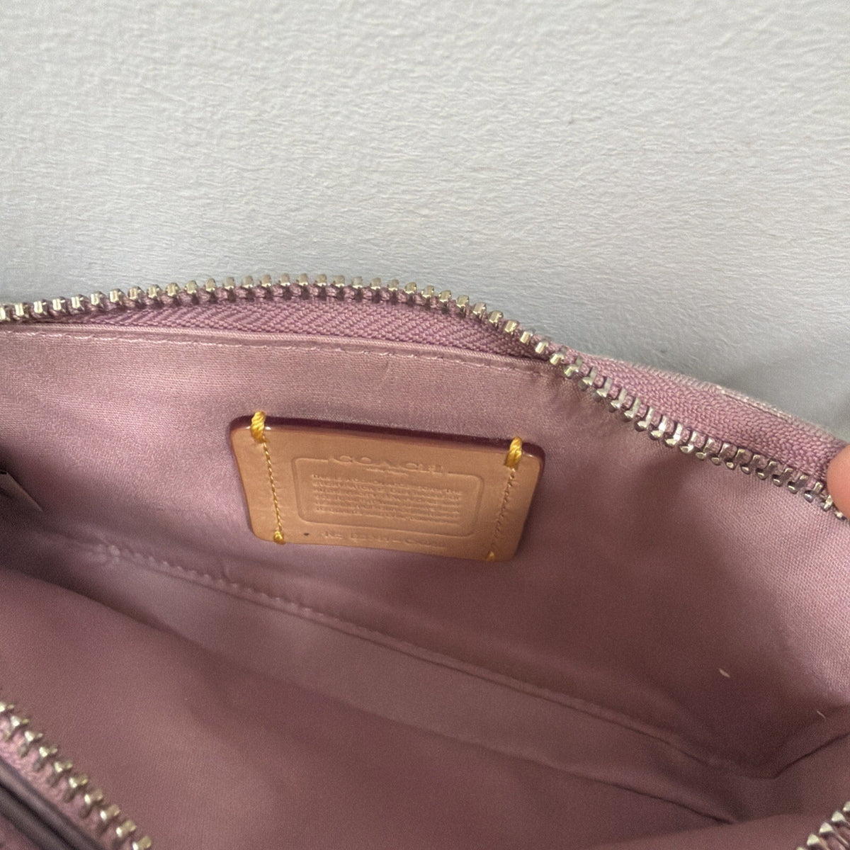 Coach Denim Kira Crossbody Bag Lavender Pink Signature C Wristlet BN