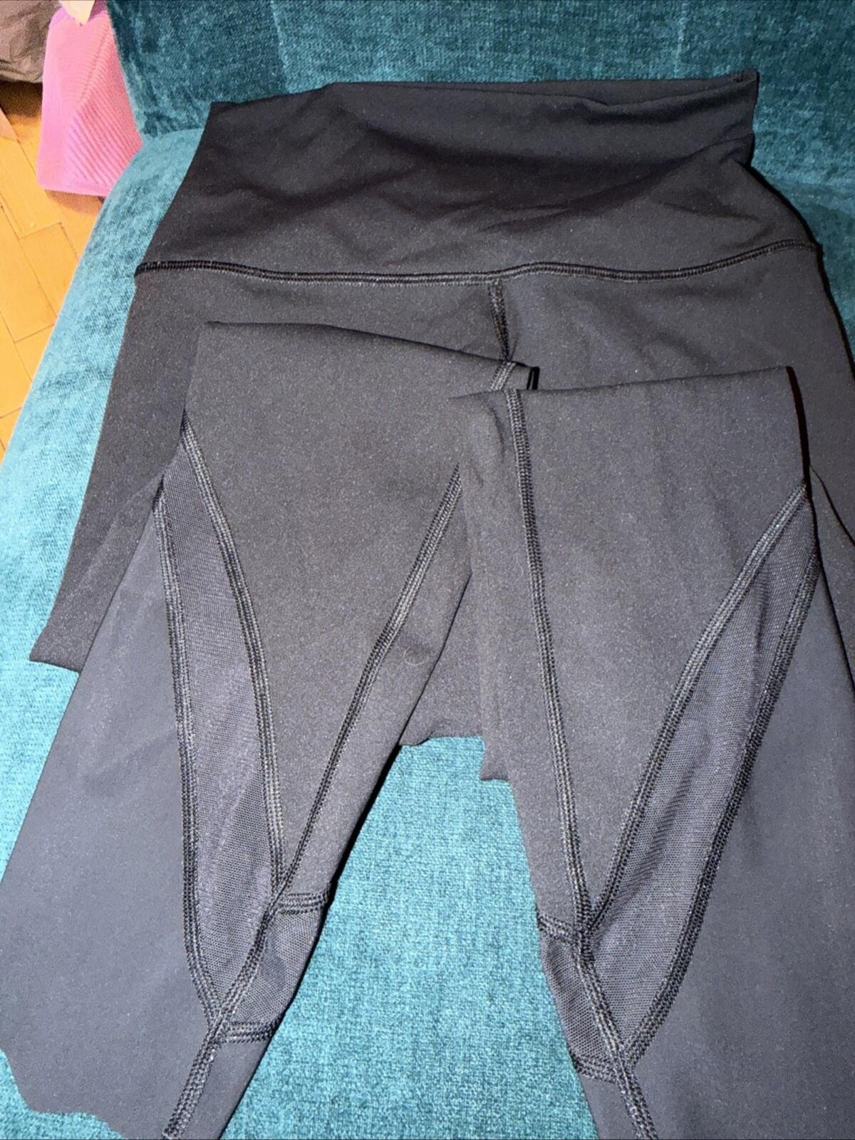 Lululemon Wunder Under Crop Leggings II Roll Down Scallop Luxtreme 24” Black Uk8