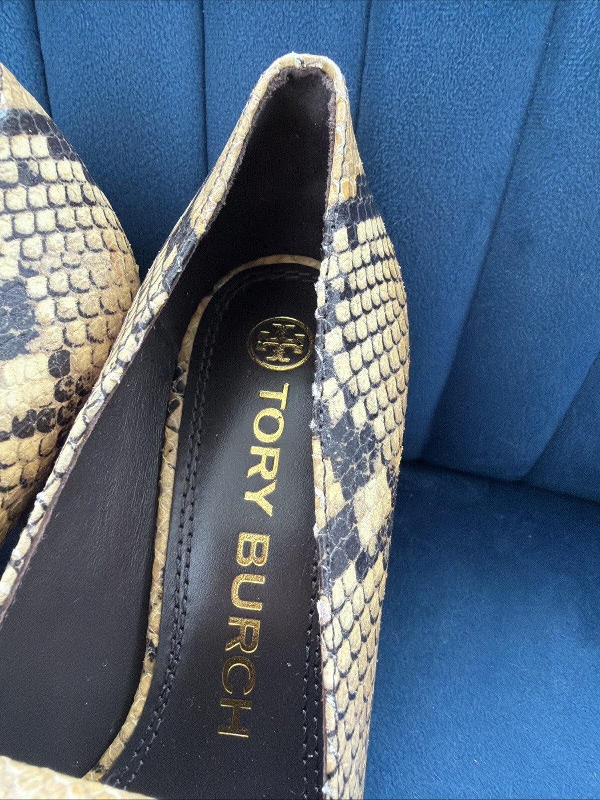 Tory Burch Buckle Heel Loafer In Stamped Snake Printed Leather Uk 3 BN