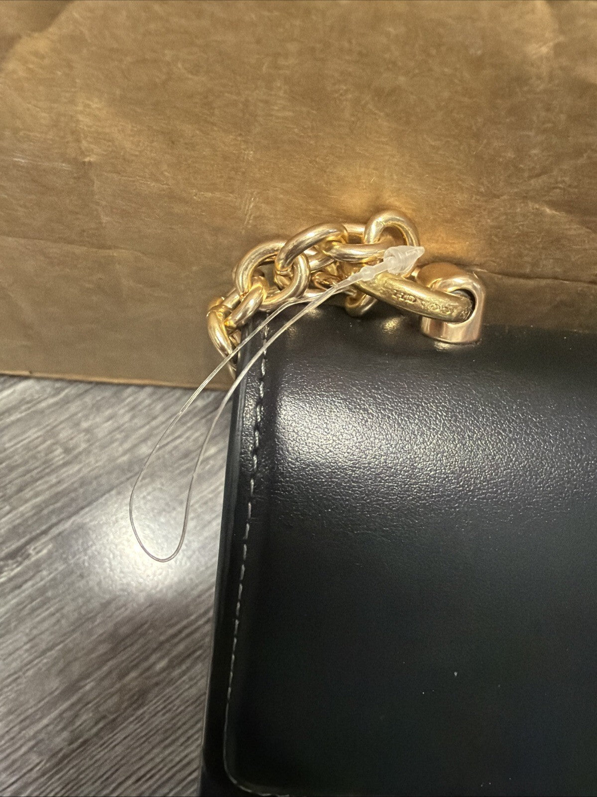 Coach Eliza Flap Crossbody Bag Black Gold New
