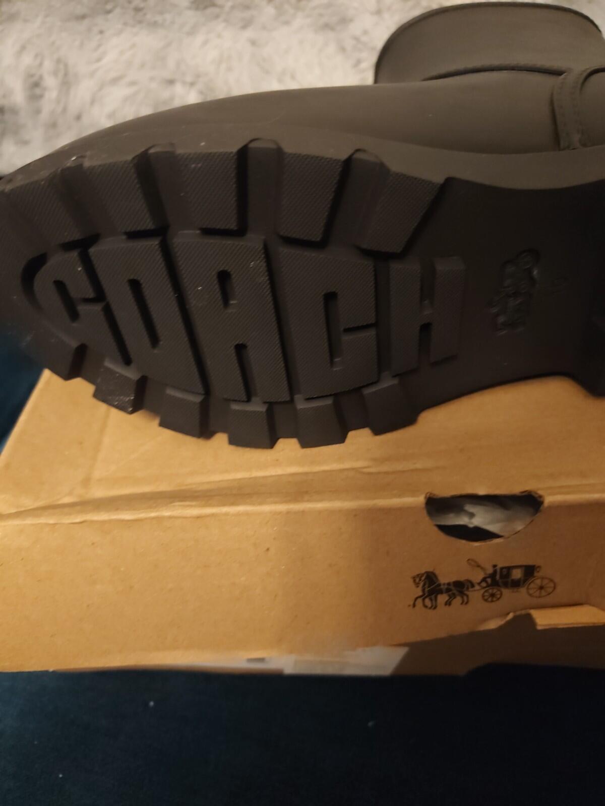 Coach Ryder Rubber Black Short Wellies Boots UK 8 BNIB Rrp £150