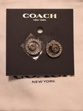 Coach Open Circle Stud Earrings Silver Tone New With Packaging & Dustbag