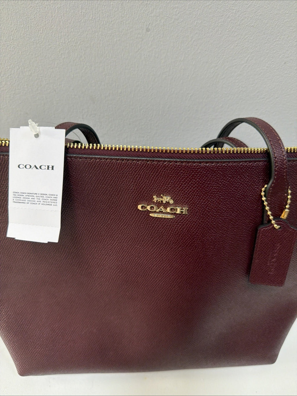 Coach FIONA Merlot Leather Tote Bag Zip Top Gold Logo Hardware BNWT £350