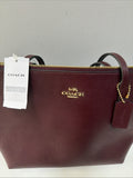 Coach FIONA Merlot Leather Tote Bag Zip Top Gold Logo Hardware BNWT £350