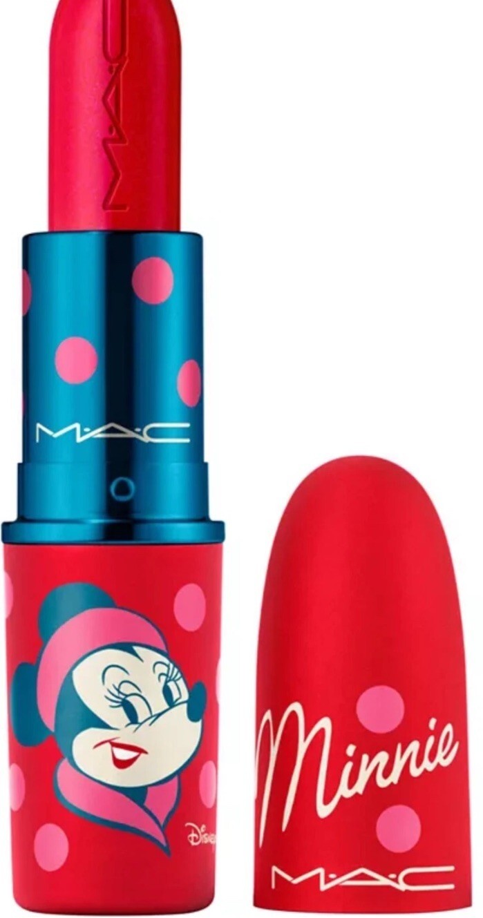 MAC X Disney MINNIE WOO Lusterglass Lipstick Ltd Edition Full Size Red Rare BNIB