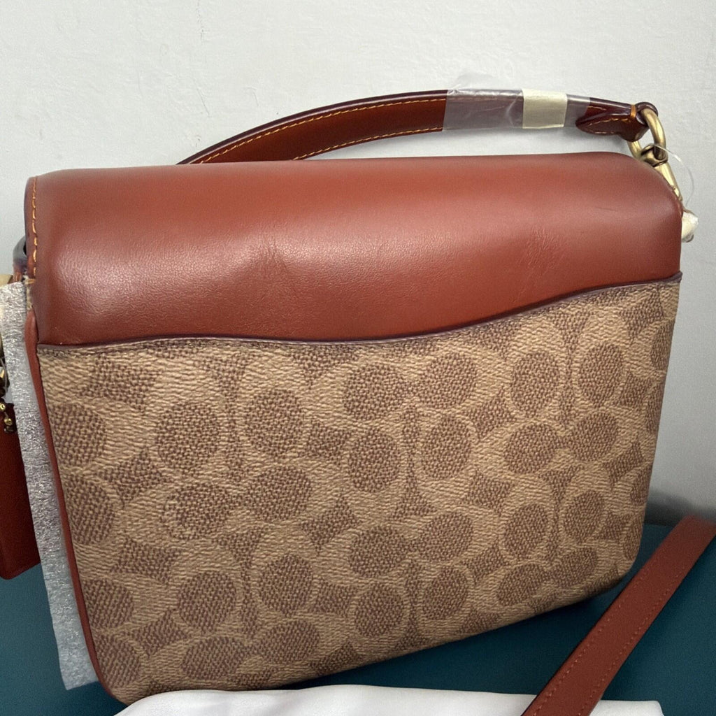 338 Coach Cassie 19 Signature Tan Leather Crossbody / Shoulder Bag New 3 Straps