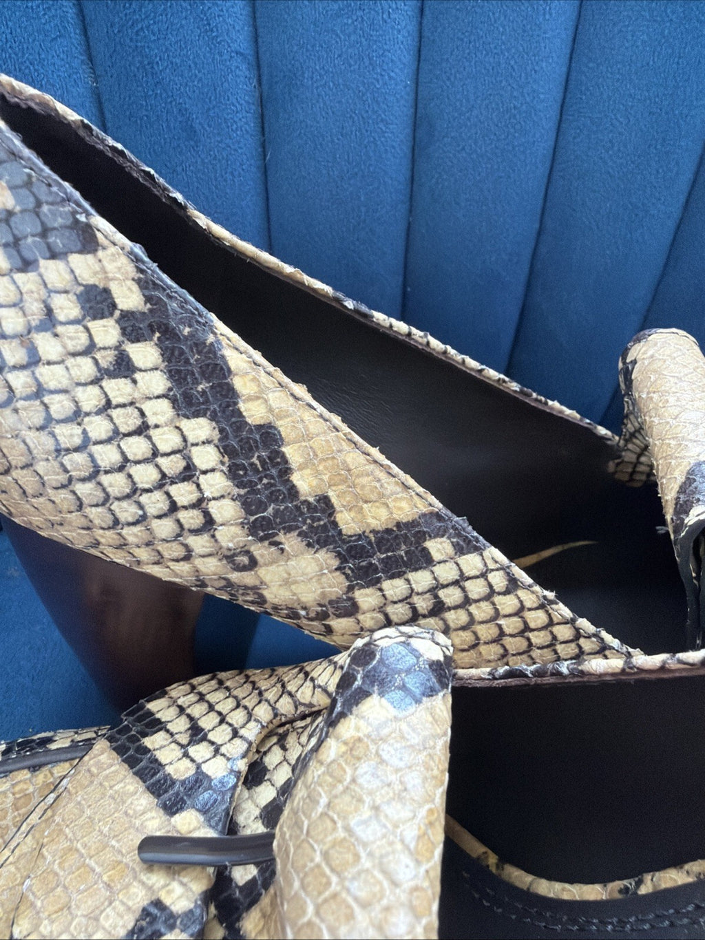 Tory Burch Buckle Heel Loafer In Stamped Snake Printed Leather Uk 3 BN