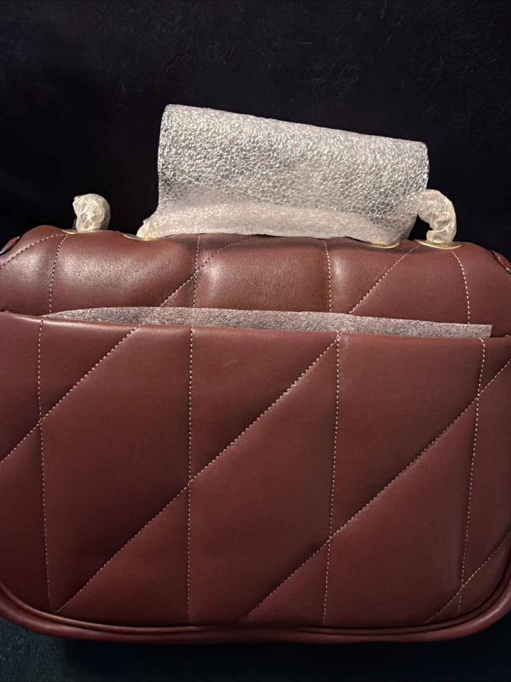 COACH Quilted Pillow Nappa Leather Madison Shoulder Bag Wine Gold C8560 BNWT