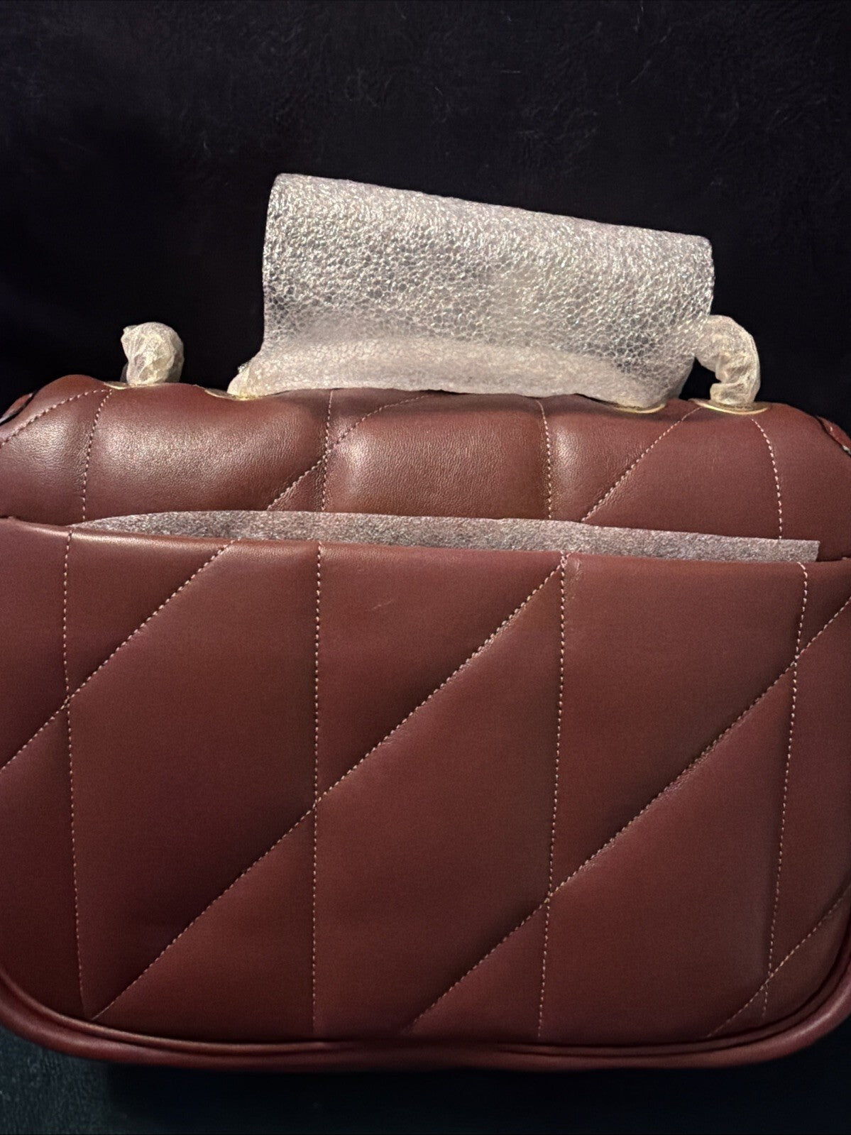 COACH Quilted Pillow Nappa Leather Madison Shoulder Bag Wine Gold C8560 BNWT