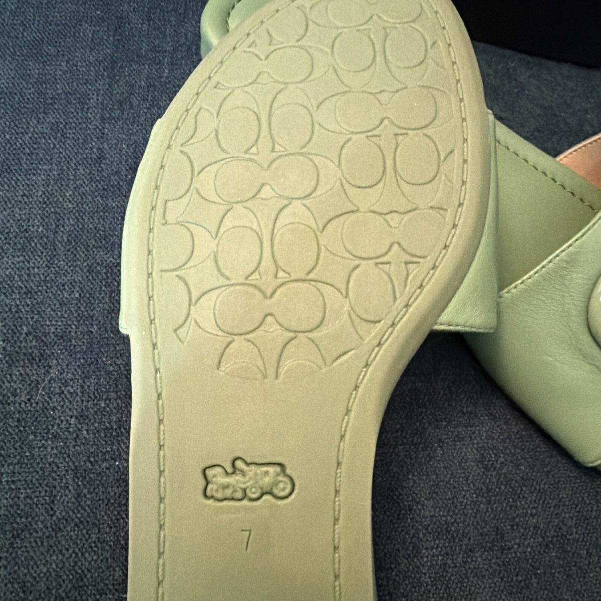 Coach Evy Leather Sandal Slider Soft Green UK 5 / EU 37.5 RRP £195