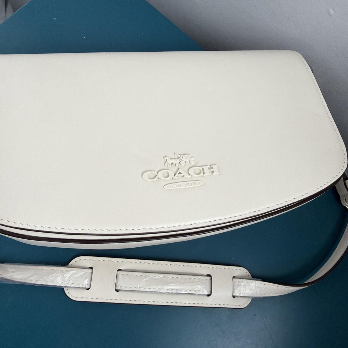 339 Coach Andrea shoulder Clutch bag Chalk Silver BNWT - Some Damage