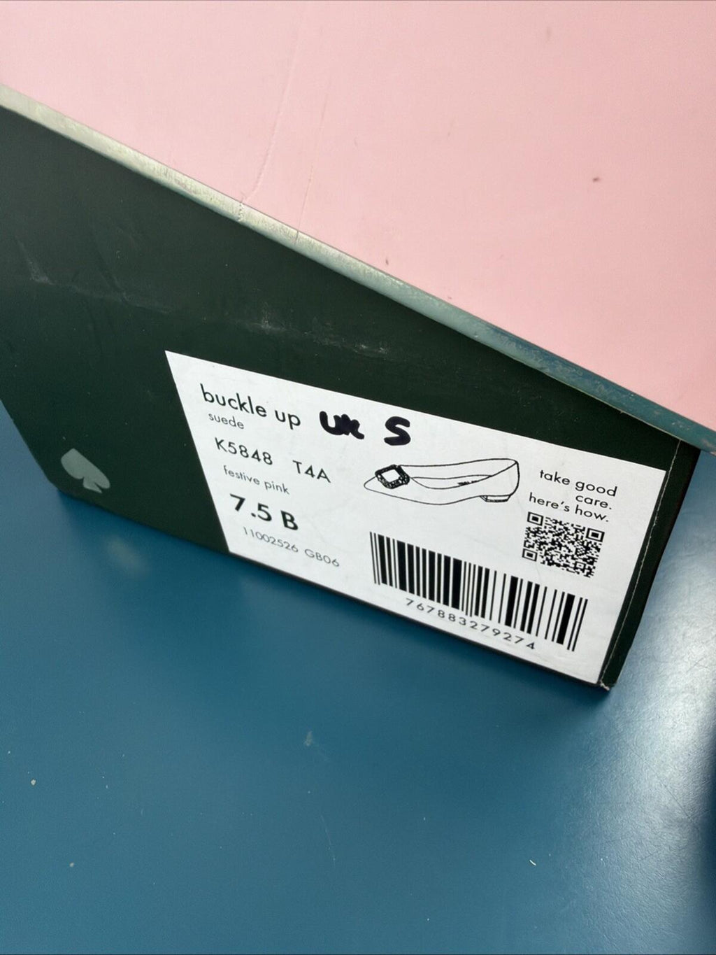 Kate Spade Buckle Up Festive Pink Suede Pointed Toe Flats UK 5 New US 7.5 BNIB