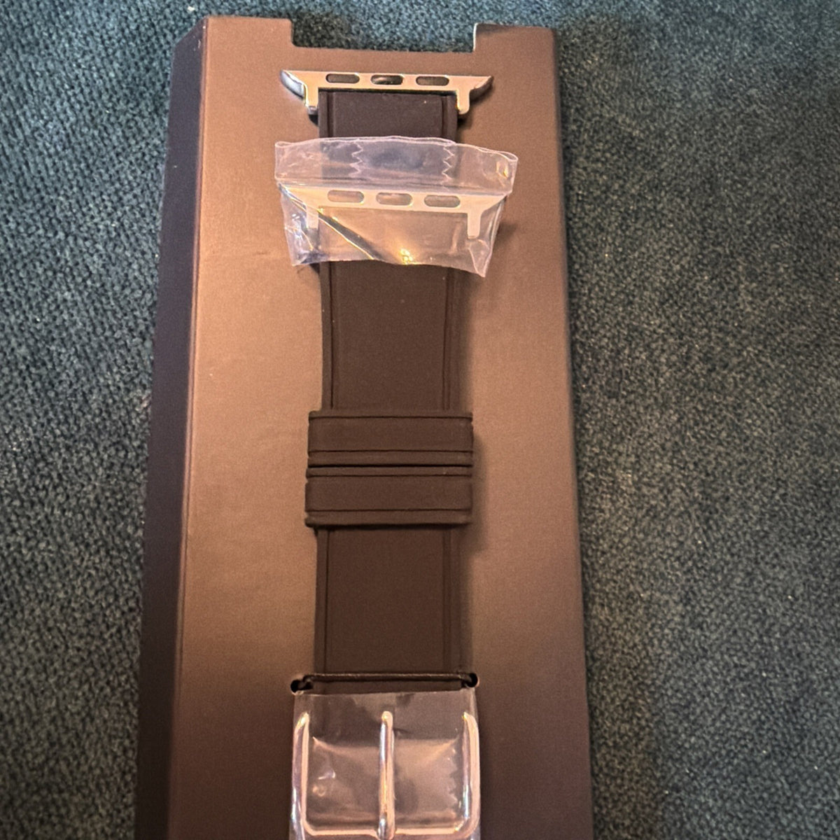Coach Black Rubber Apple Watch Strap Band 42mm/44mm BNIB