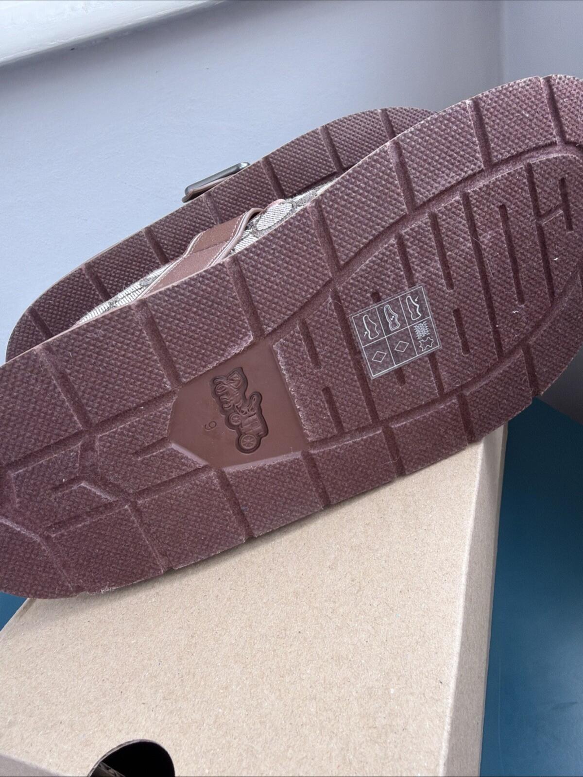 COACH Mens Archival Buckle Clog In Signature Jacquard Slides Oak Brown UK8.5 BN