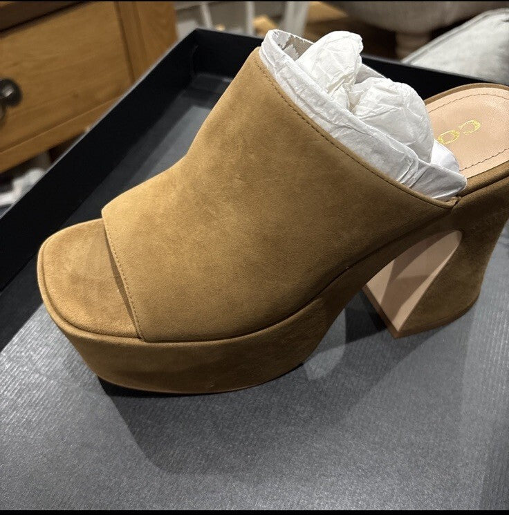 Coach  Bobi Suede Leather Platform Sandals Uk 8 Coconut BNIB Mules