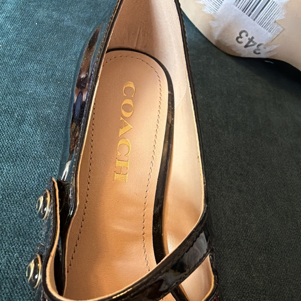 Coach Angelina Patent Leather Mary Jane Shoes UK 3.5 Black  BN