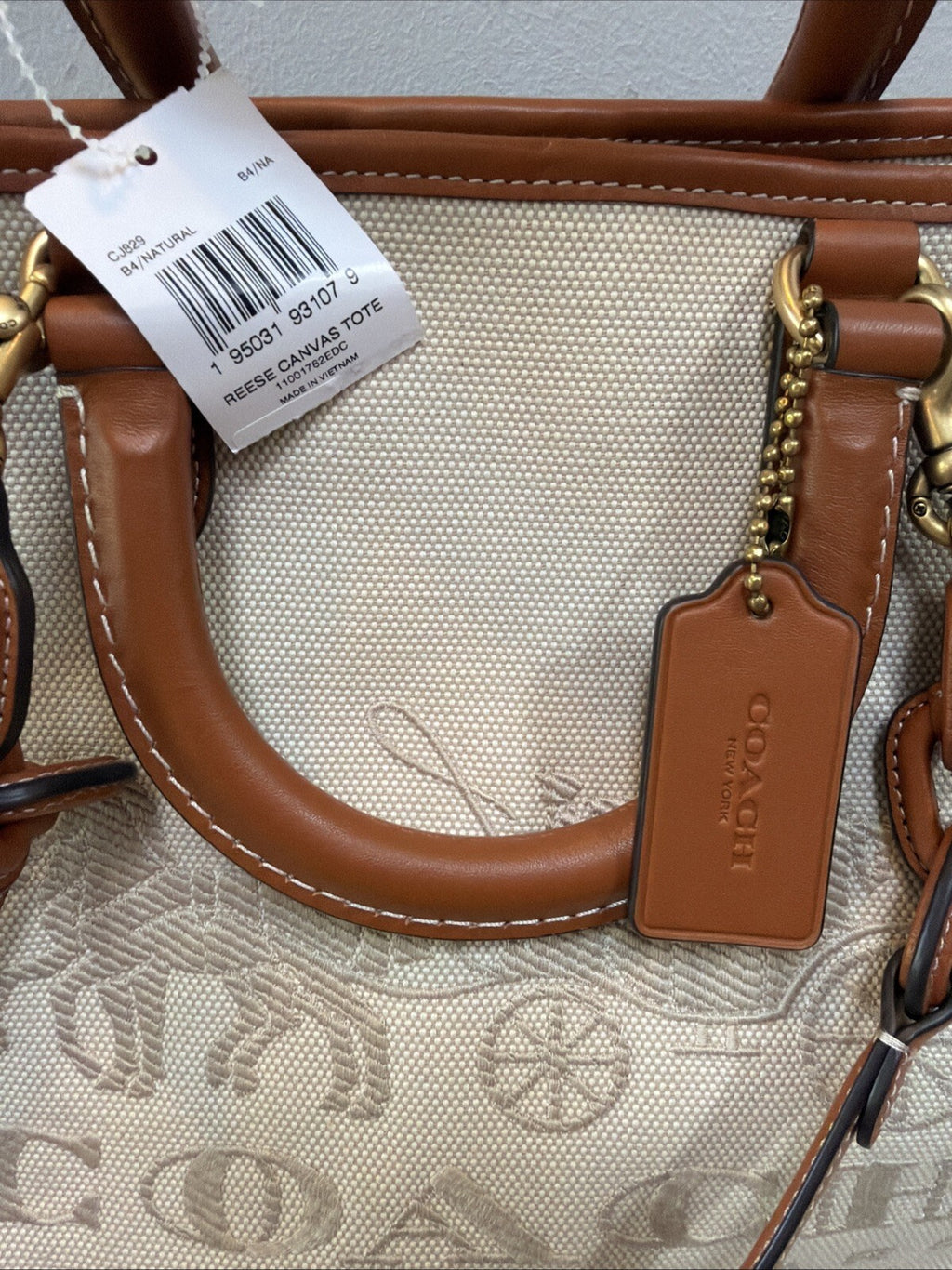 Coach Reese 28 Tote Bag BNWT Horse & Carriage Leather & Natural Canvas