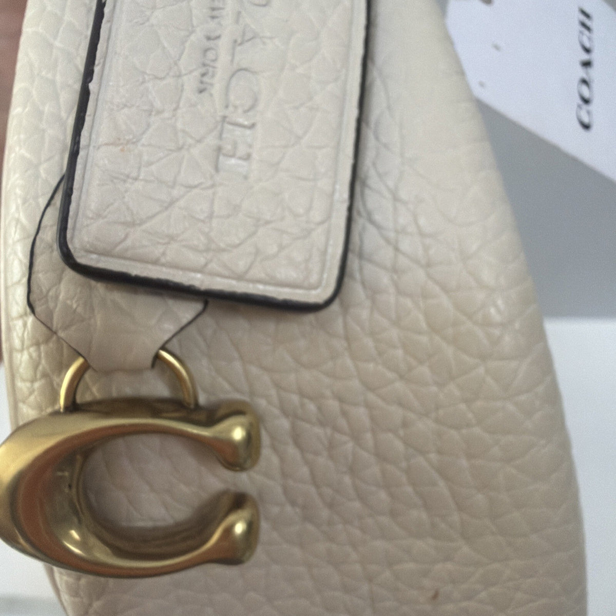 Coach Chalk White LUNA Pebble Leather Shoulder Bag BNWT 90s Style