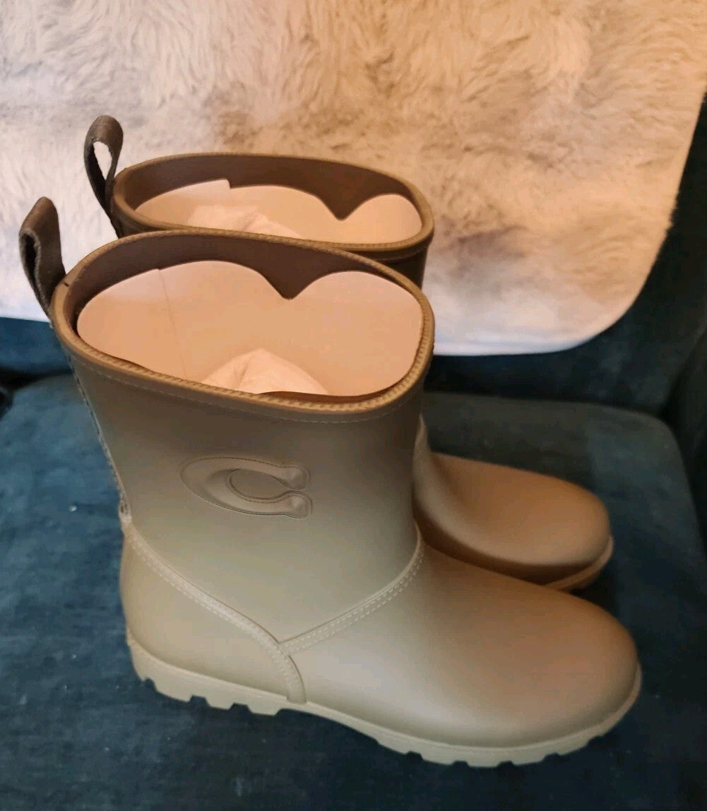 Coach Ryder Rubber Army Green  Short Wellies Boots UK 3 BNIB Rrp £150