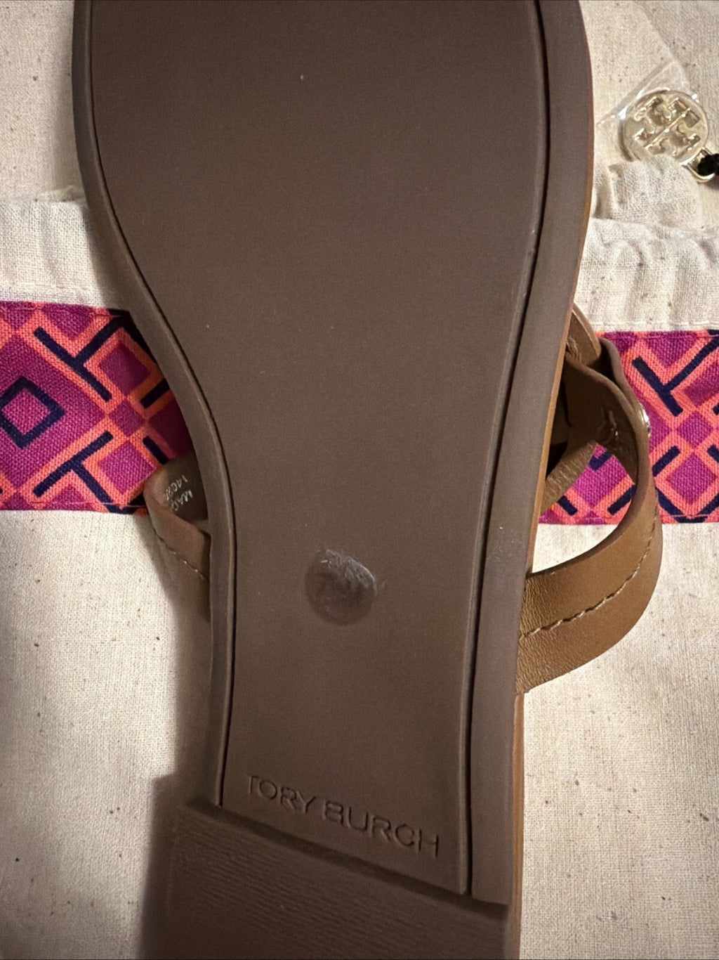 Tory Burch Miller Sandals Flip Flops Tan Leather Uk 5 USA 7.5 New With Dust Bag