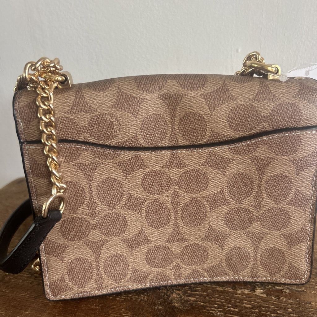 415 Coach Mini Klare Crossbody Bag In Signature Canvas Tan/ Black BNWT