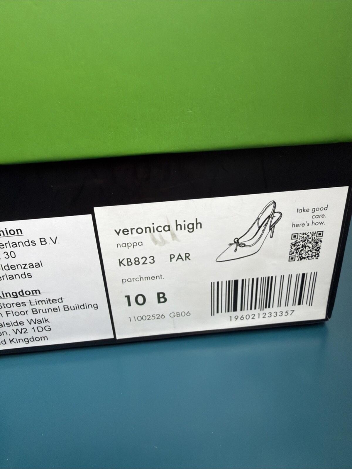 kate spade Veronica High Slingback Heels Pumps Uk 7.5 Parchment Ivory BNIB £250