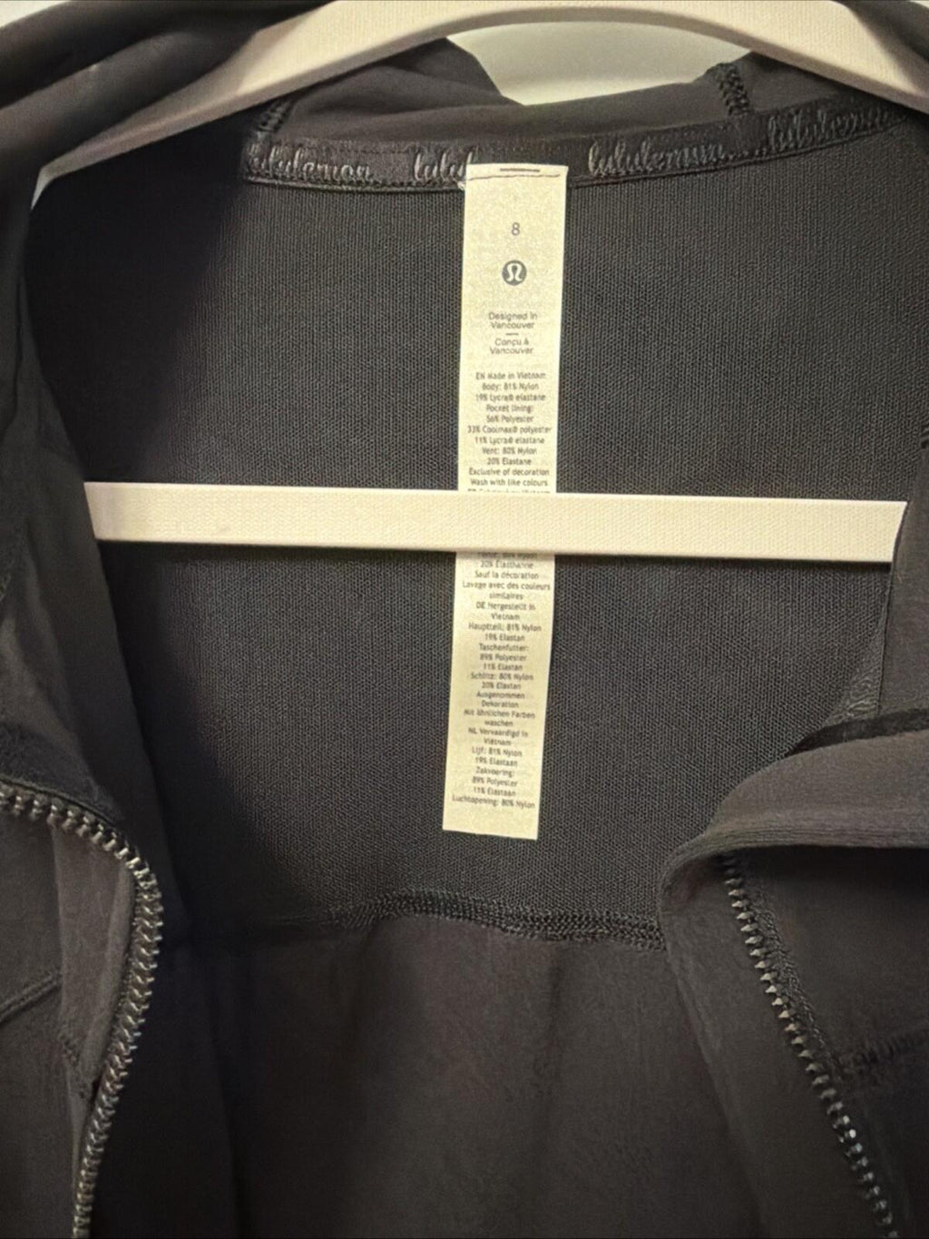 Lululemon Hooded Define Jacket Nulu Black Size US 8 Uk 12 BNWT £118 Slim Fit