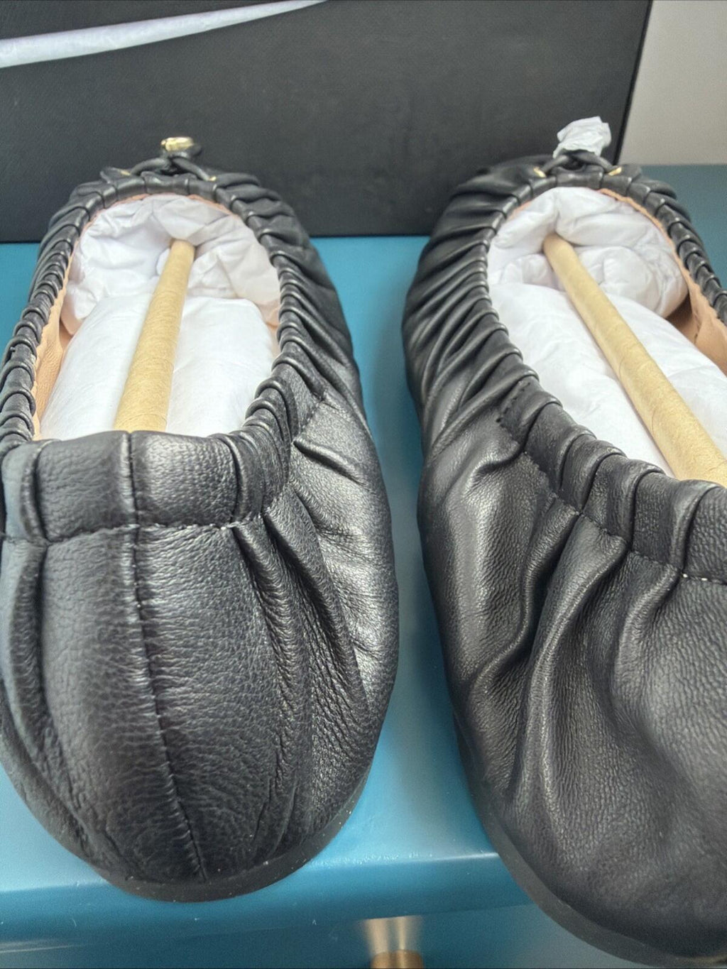 Coach Eleanor Leather Ballet Flat Shoes C6755 Black Uk 4.5 BNIB