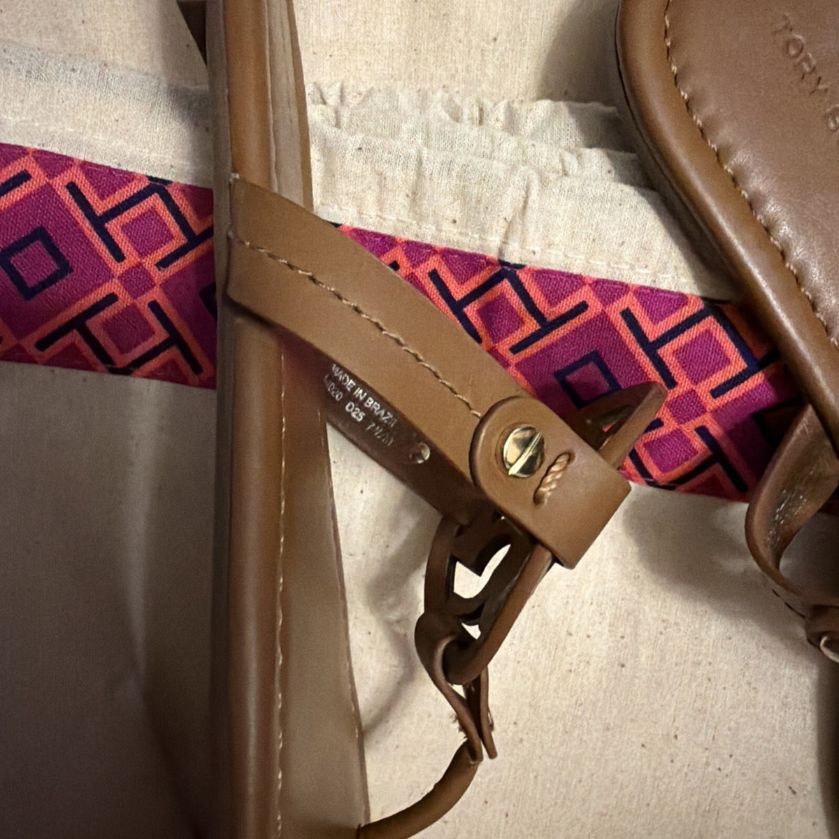 Tory Burch Miller Sandals Flip Flops Tan Leather Uk 5 USA 7.5 New With Dust Bag