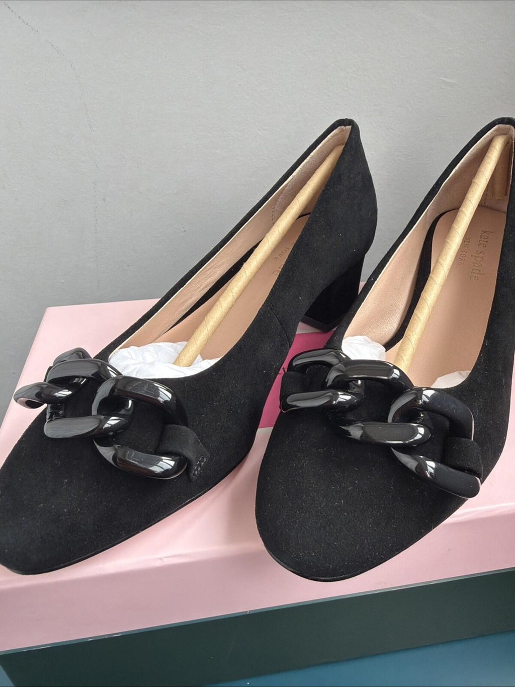 Kate Spade Kacey True Suede Black UK 2.5  BNIB Low  Block Heels £179