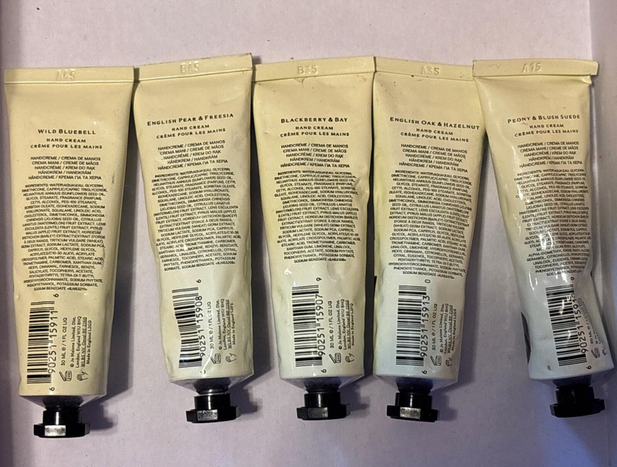 Jo Malone Hand Cream Set 30ml X 5 English Pear BlackBerry Peony Bluebell Rrp£120